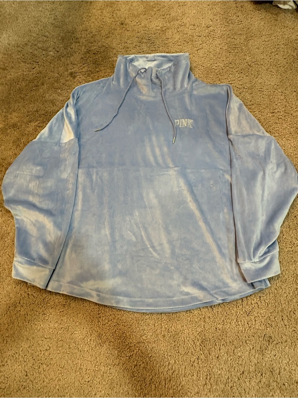 PINK Victoria's Secret Light Blue Plush Turtleneck Pullover